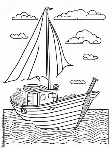 Boat coloring pages for kids