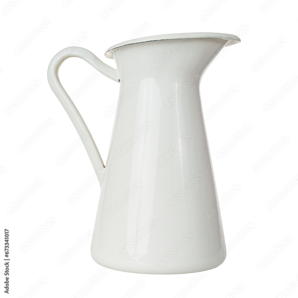 White metal enameled decanter for drinks isolated on a white background White metal enameled decanter for drinks isolated on a white background