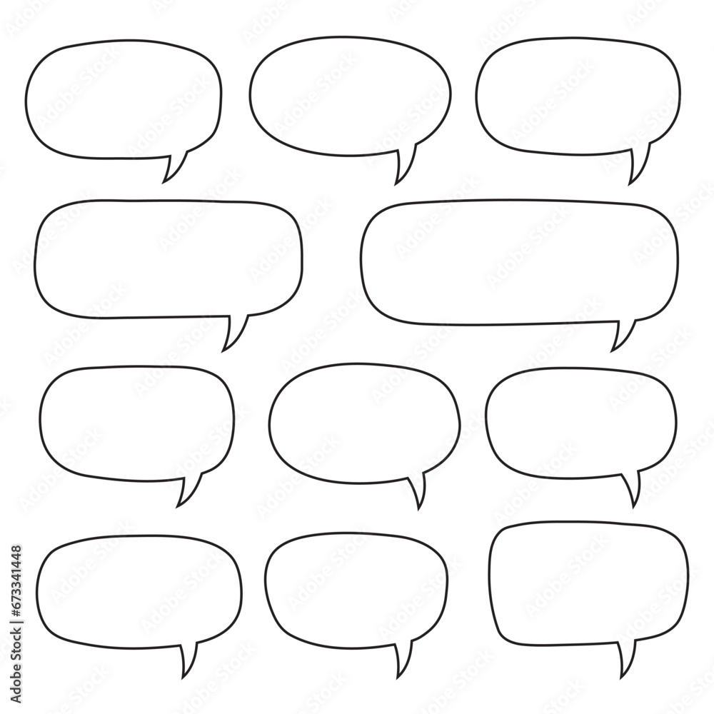 Speech bubble, speech balloon, chat bubble line art vector icon for apps and websites. Speech bubble, speech balloon, chat bubble line art vector icon for apps and websites.