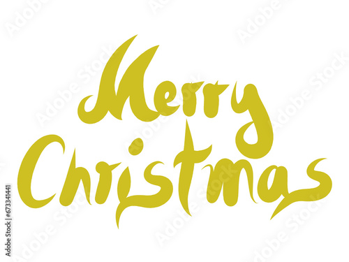 Merry Christmas message in gold color. Lettering merry christmas with golden words. Drawing of letters without background.