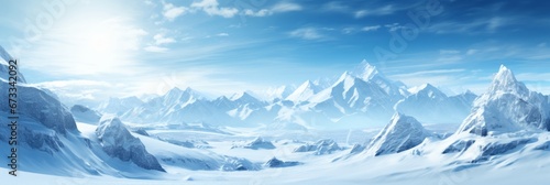 Panoramic View of Snow-Covered Alpine Mountain Peaks