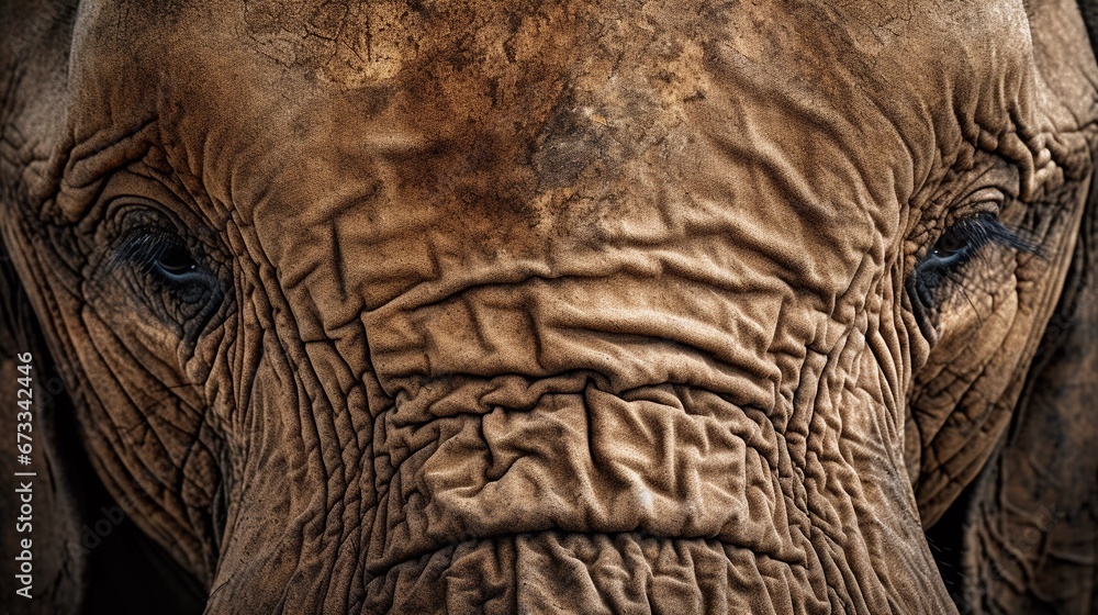 Fototapeta premium Close-Up of Elephant's Weathered Skin and Expressive Eye
