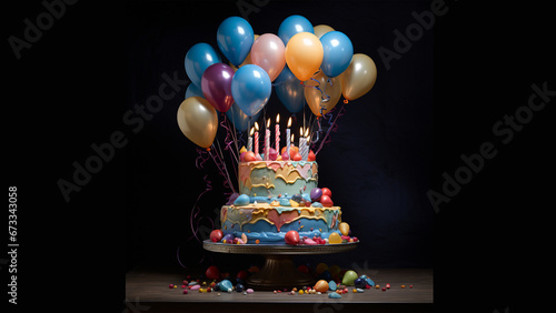 birthday cake balloons a celebratory mood hd wallpaper