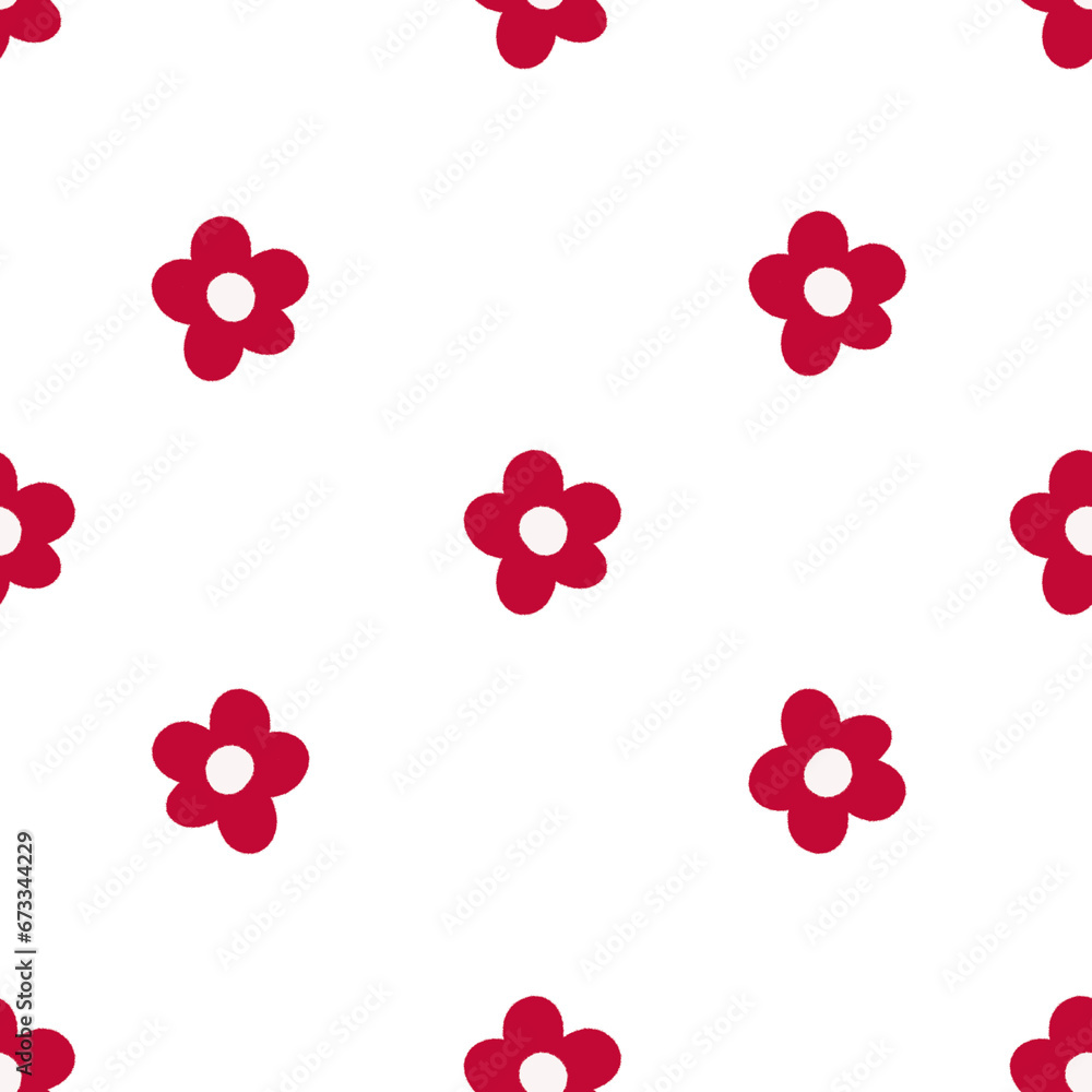 Seamless pattern with red flowers