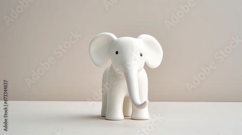 white porcelain figurine of an elephant stands on the table. photo