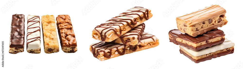 set of protein bars isolated on transparent background set of protein bars isolated on transparent background