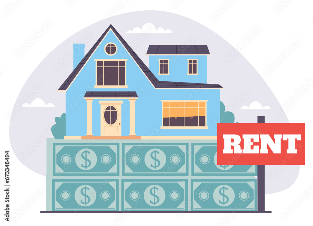 House real estate home mortgage sale rent investment savings money concept. Vector flat graphic design illustration