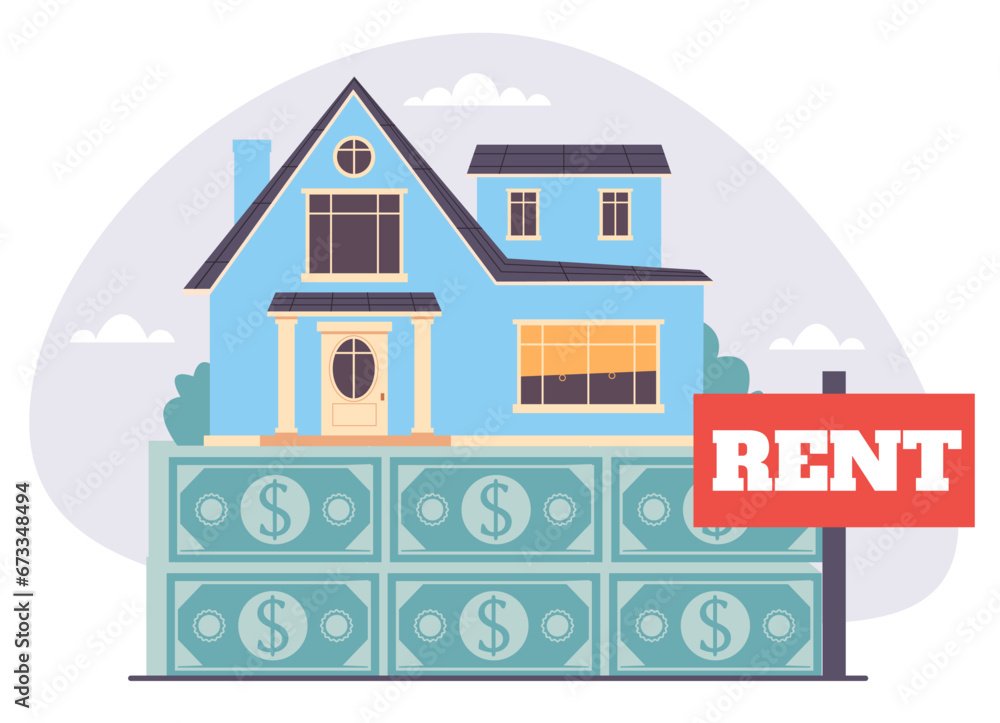 Fototapeta premium House real estate home mortgage sale rent investment savings money concept. Vector flat graphic design illustration