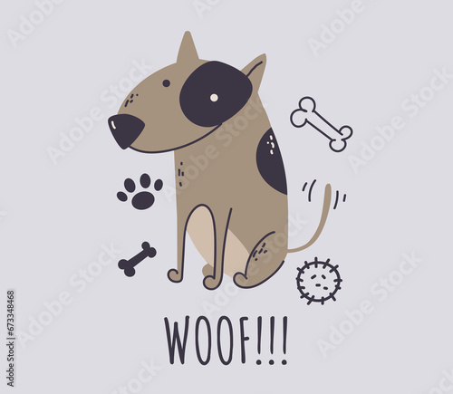 Dog abstract doodle animal print decoration concept. Vector flat graphic design illustration