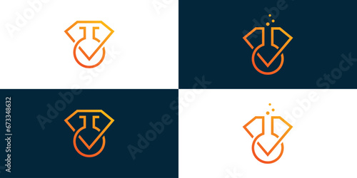 Diamond Lab Logo Designs with Outline Style. Diamond Lab Vector Illustration.