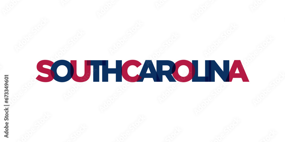 South Carolina, USA typography slogan design. America logo with graphic city lettering for print and web.