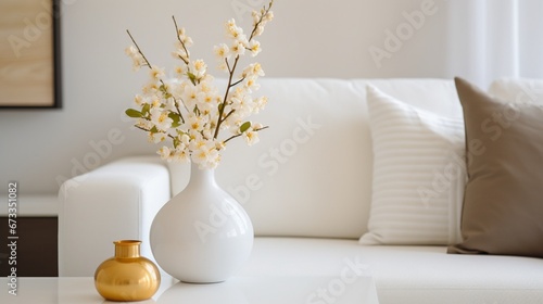 flower vase on the table on white background generated by AI