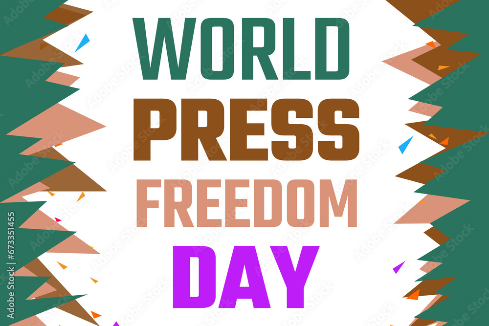 World Press Freedom Day wallpaper with colorful shapes and typography in the center