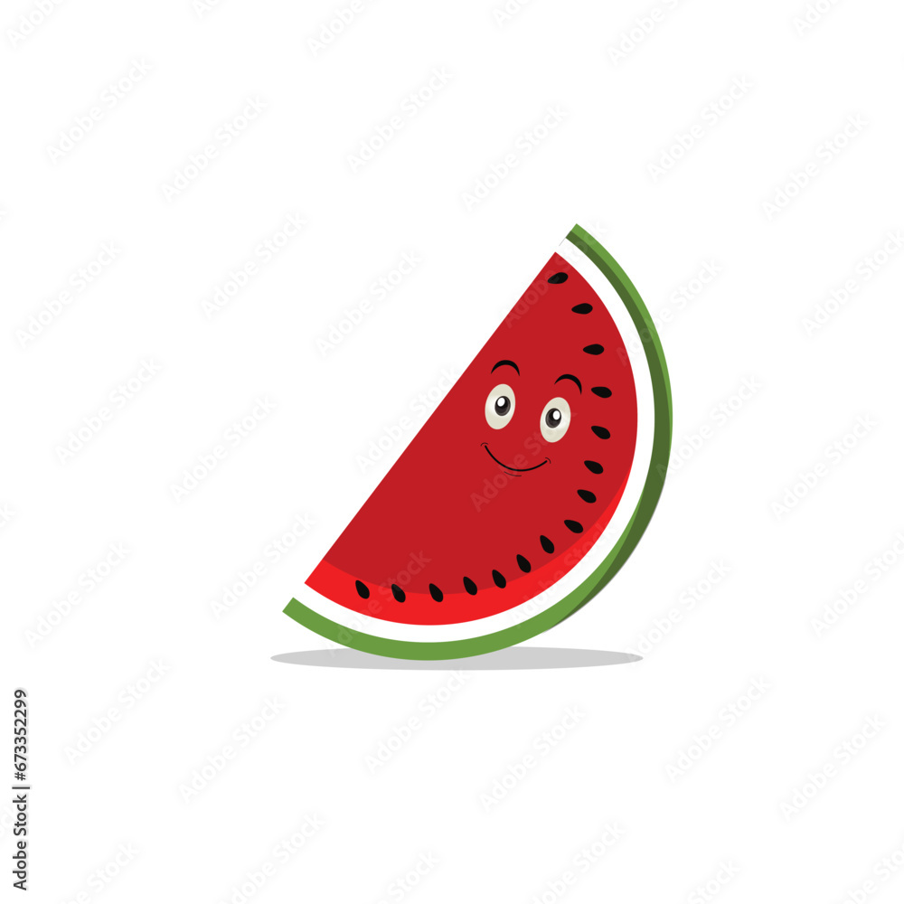 Watermelon slice character with funny face. Happy cute cartoon watermelon emoji set. Healthy vegetarian food character vector illustration Watermelon slice character with funny face. Happy cute cartoon watermelon emoji set. Healthy vegetarian food character vector illustration