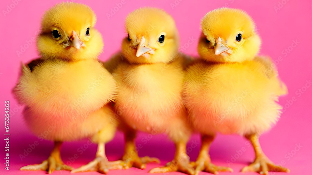 3 cute chickens banner created with generative ai technology 3 cute chickens banner created with generative ai technology