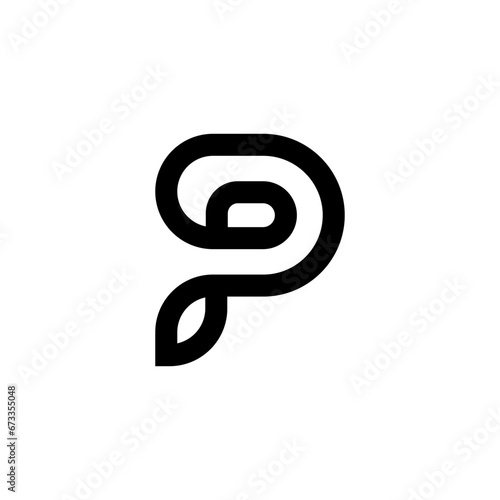 letter p with line art unique shape creative monogram logo