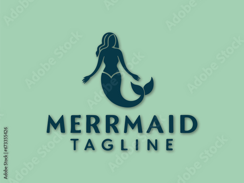 Mermaid logo template modern design vector