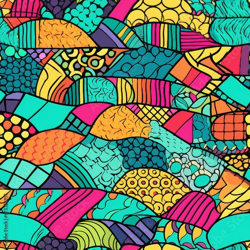 Block Print Medley of Colors Pattern