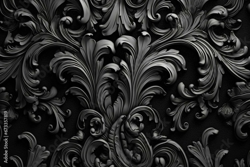 Ornate black pattern backdrop. Generative AI