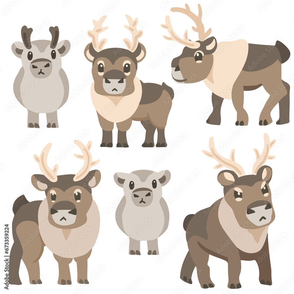 Obraz premium reindeer set cartoon