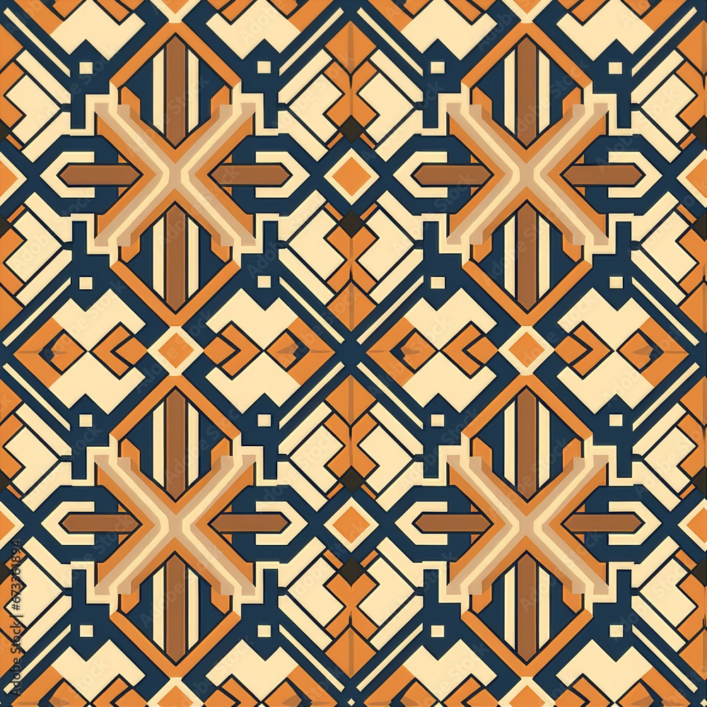 Block Print Mosaic of Geometric Pattern Block Print Mosaic of Geometric Pattern