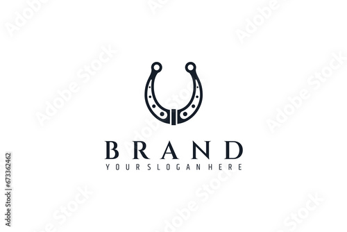 Horseshoe logo icon design illustration template in flat vector photo