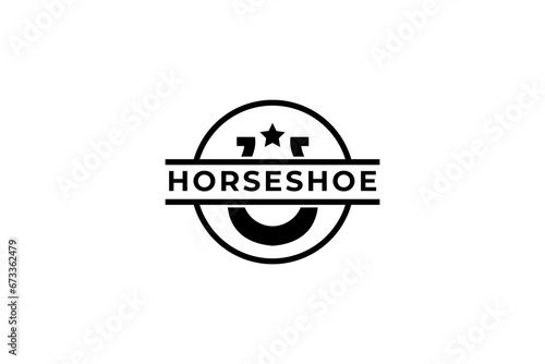 Horseshoe badge emblem logo icon design template