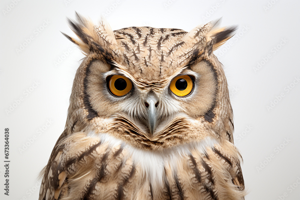 Fototapeta premium Owl, Owl Portrait, Owl Face, Owl Close Up, Owl In White Background