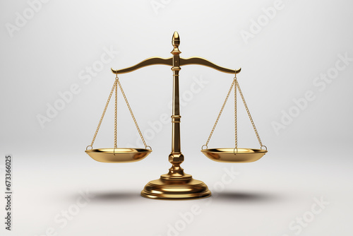 Scale of justice iconic legal symbol isolated on white background