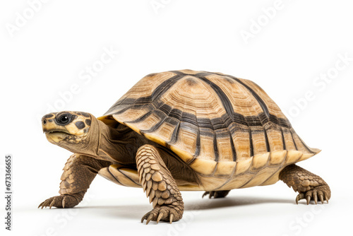 Steppe tortoise on white background