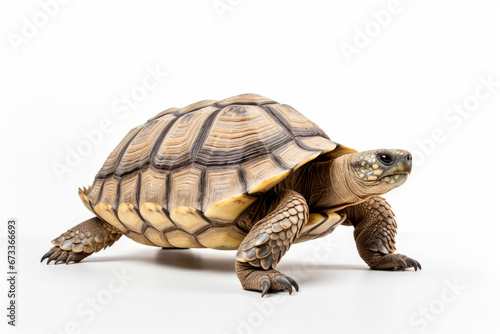 Steppe tortoise on white background
