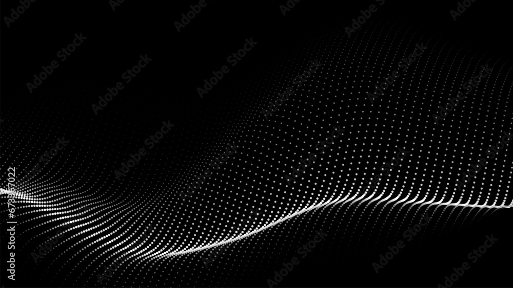 Abstract digital wave of particles. Futuristic point wave. Technology background vector. Vector illustration	 - obrazy, fototapety, plakaty 