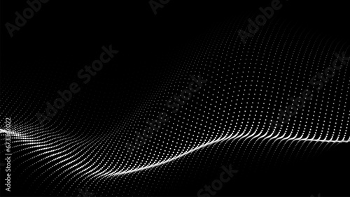 Abstract digital wave of particles. Futuristic point wave. Technology background vector. Vector illustration	