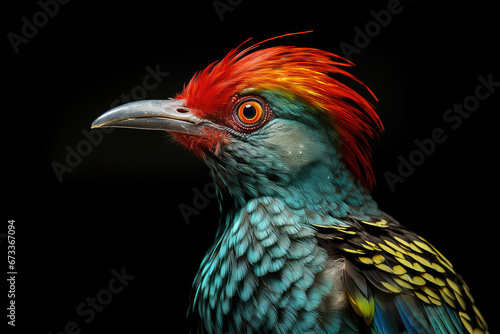 Stunning close-up of a red-crowned woodpecker showcasing its vibrant plumage and intricate feather patterns. © apratim