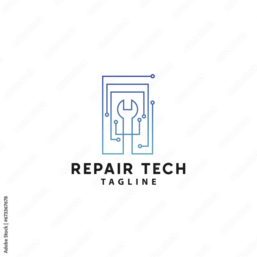 Wrench Repair Tech Logo Symbol Design Template Flat Style Vector Wrench Repair Tech Logo Symbol Design Template Flat Style Vector