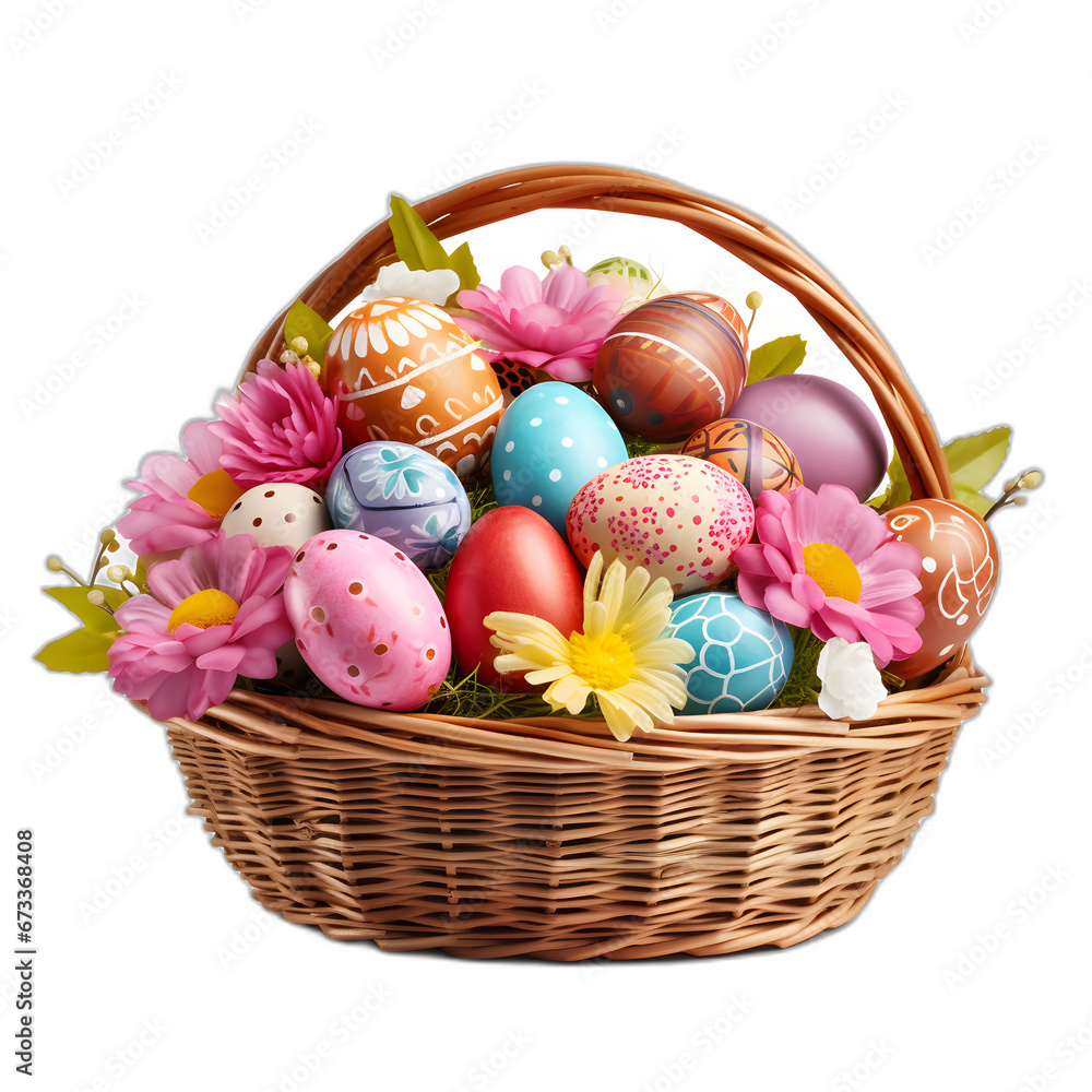 easter basket surprises isolated on transparent or white background, png