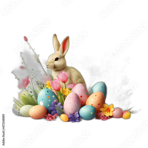 joyful easter greetings isolated on transparent or white background  png