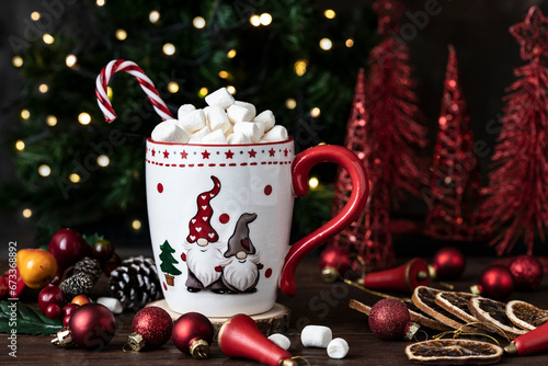 Hot cocoa with marshmallows. Christmas concept