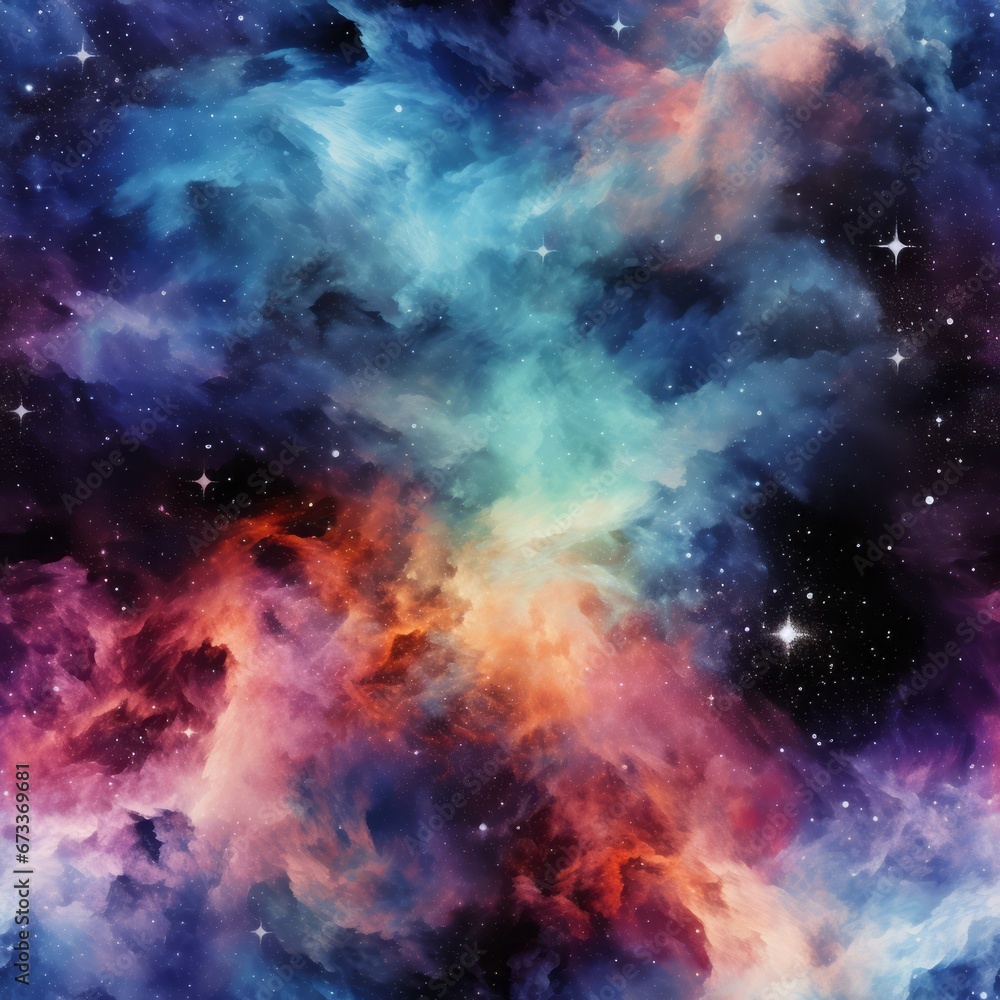 Ethereal shades adorn the universe as nebulae and cosmic dust create a celestial display. Ethereal shades adorn the universe as nebulae and cosmic dust create a celestial display.