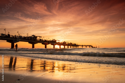 Miedzyzdroje Pier during the sunset. © roobcio