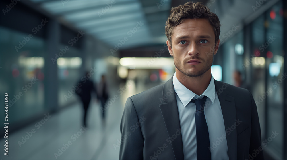© NIMBUS BREW - Portrait of young adult european man in elegant suit working in office