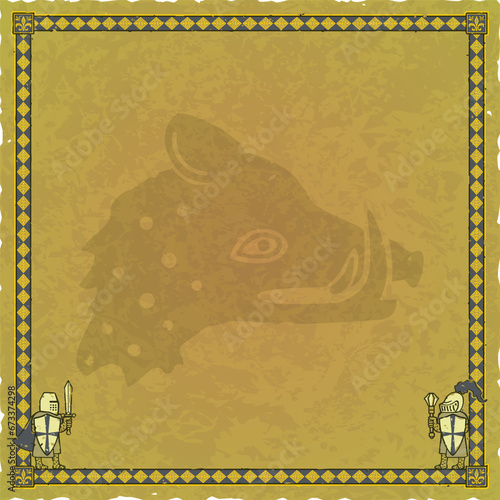 Square Parchment with Knights and Boarf Head