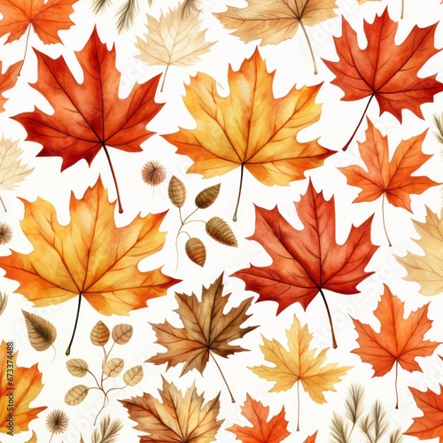 A repeating watercolor pattern with a fall-themed design, seamlessly created.