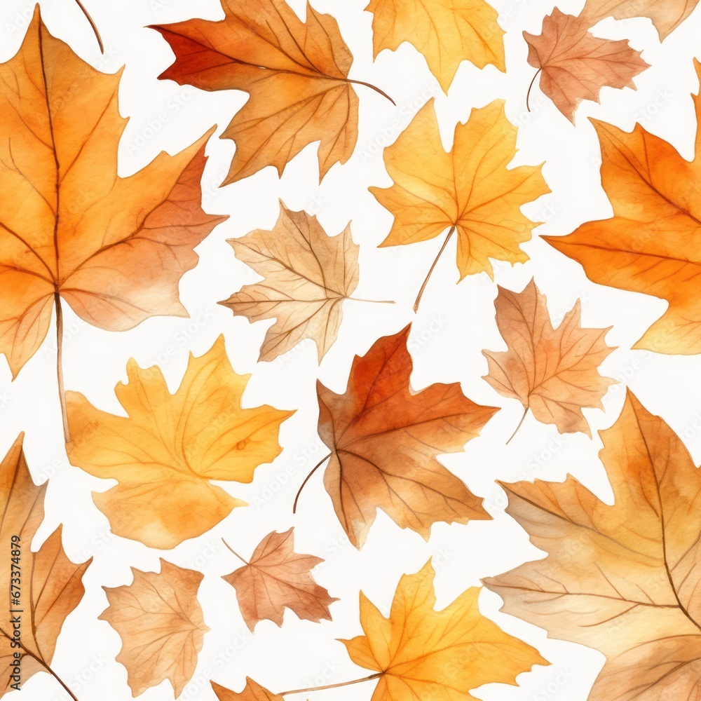 A watercolor drawing of a pile of autumn leaves in clip art style.