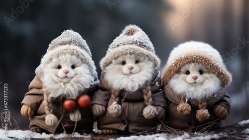 Small cute hamster group with hat and winter clothes © senadesign