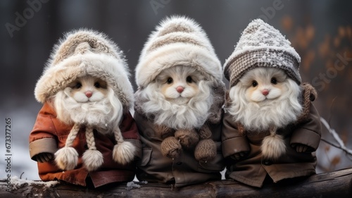 Small cute hamster group with hat and winter clothes © senadesign