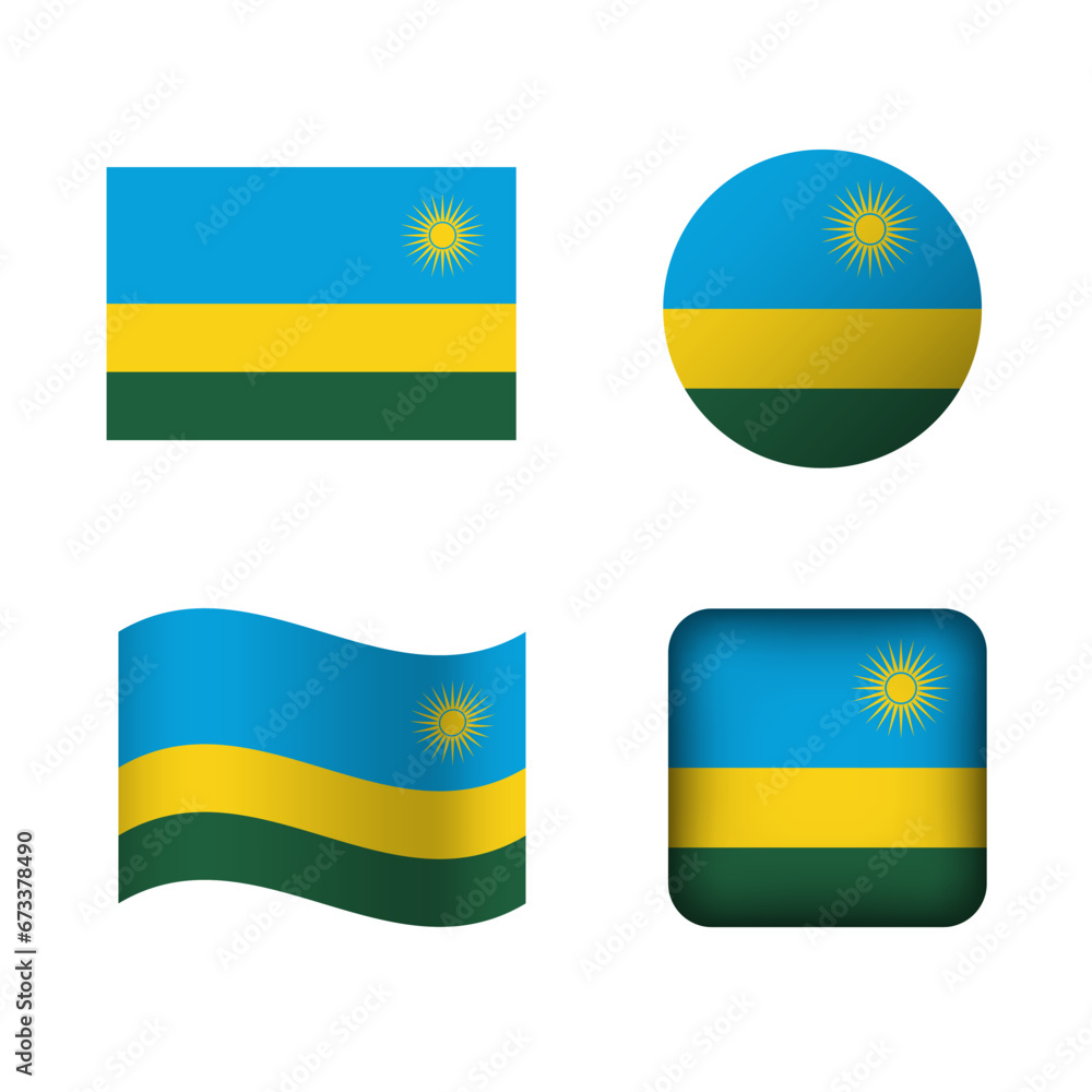 Vector Rwanda National Flag Icons Set Vector Rwanda National Flag Icons Set