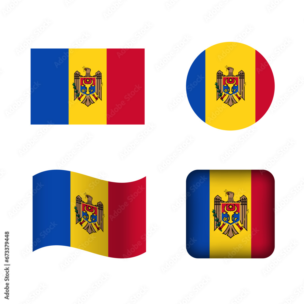 Obraz premium Vector Moldova National Flag Icons Set