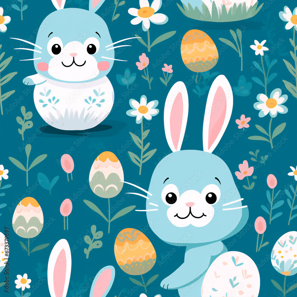 Obraz premium Easter bunny pattern. Easter background. Ideal for wrapping paper. Festive background