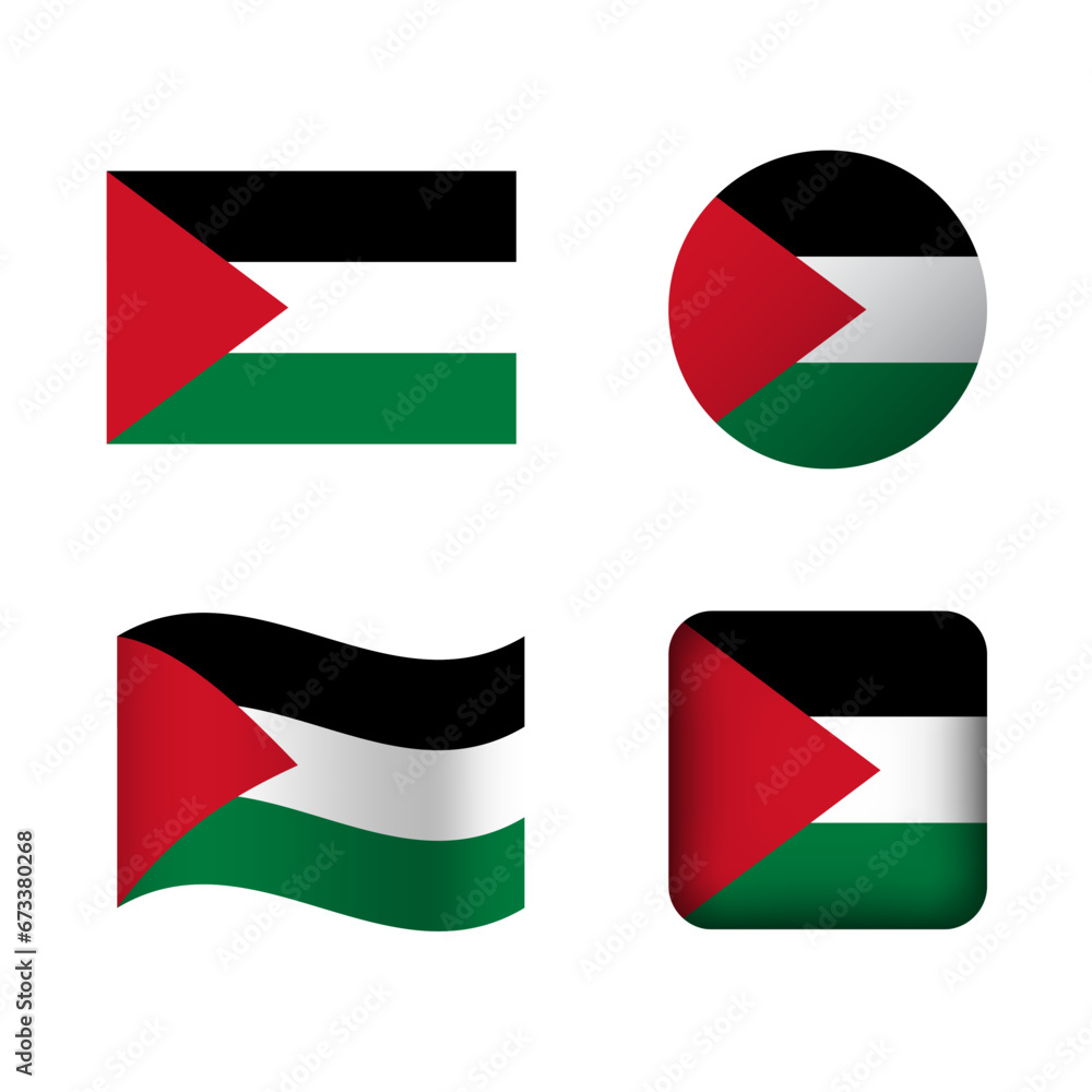 Vector Palestine National Flag Icons Set Vector Palestine National Flag Icons Set